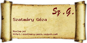 Szatmáry Géza névjegykártya